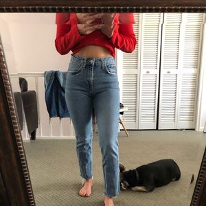 Zara Straight Leg Fray Hem Jeans